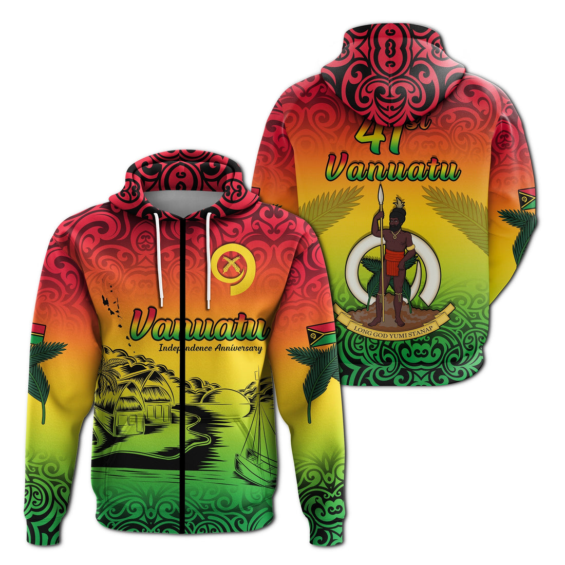 Vanuatu Peaceful Zip Hoodie Independence Anniversary LT13