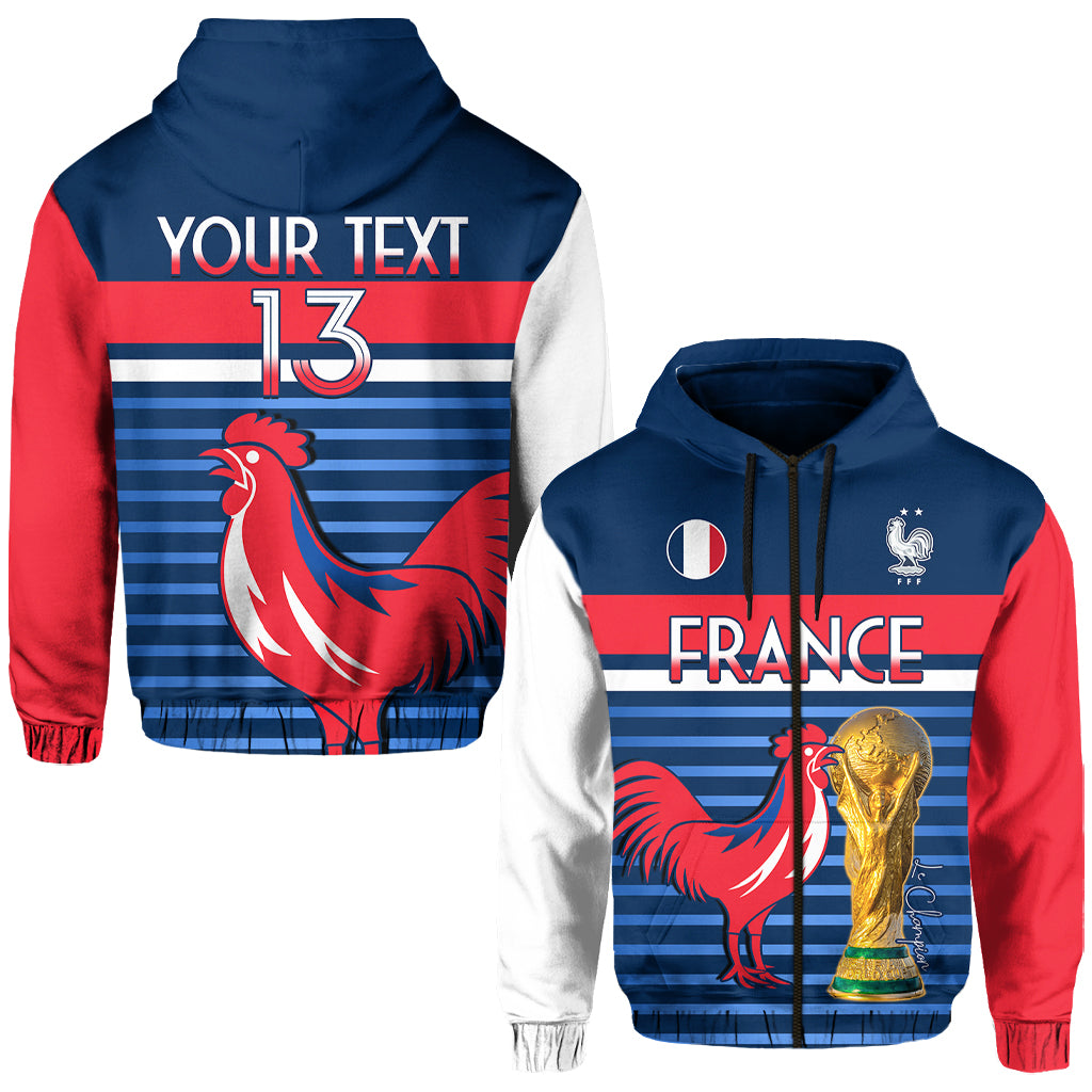 Custom France Football The Blues Hoodie Les Bleus Le Champion 2022 World Cup LT13