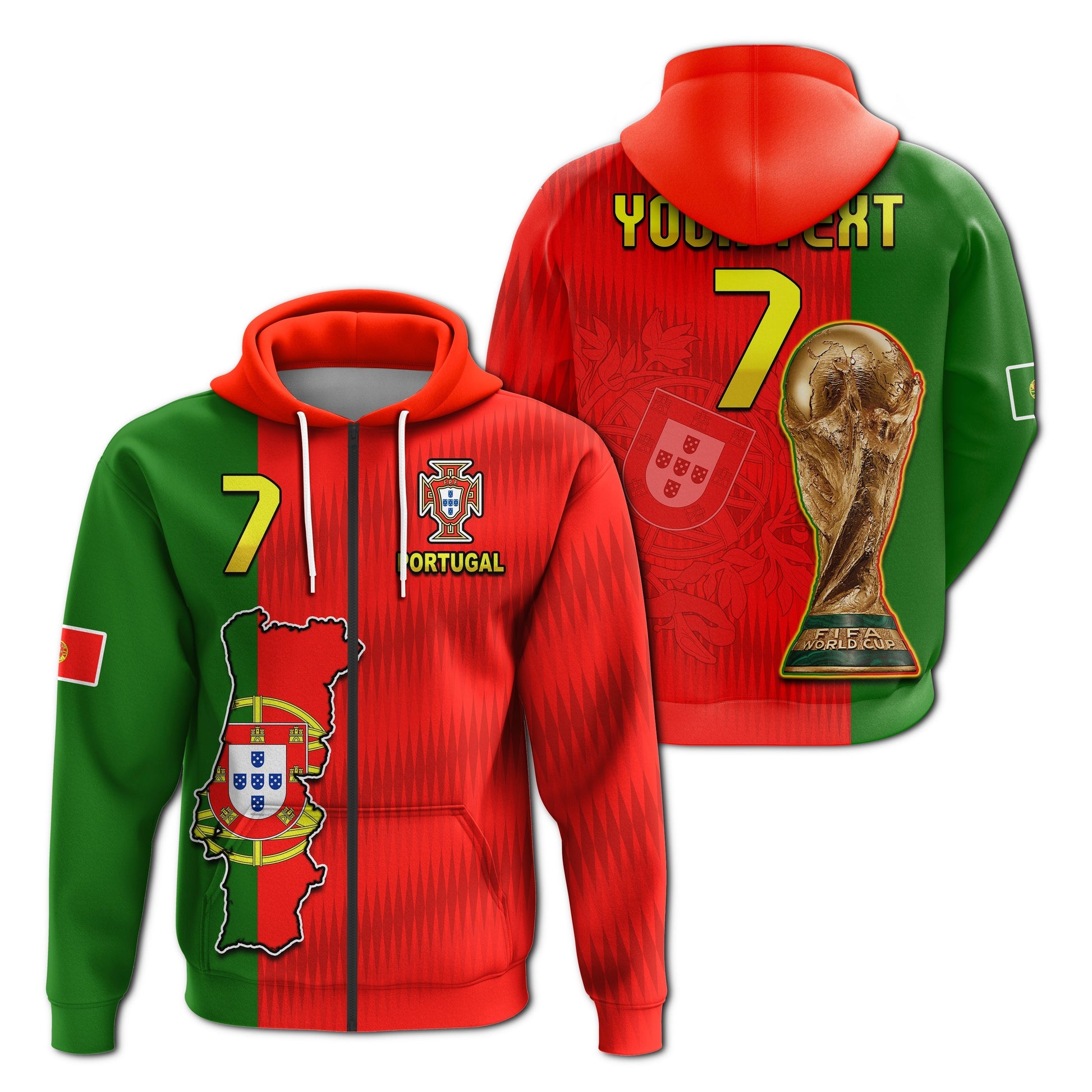 Custom Portugal Football 2022 Hoodie Style Flag Portuguese Champions LT13