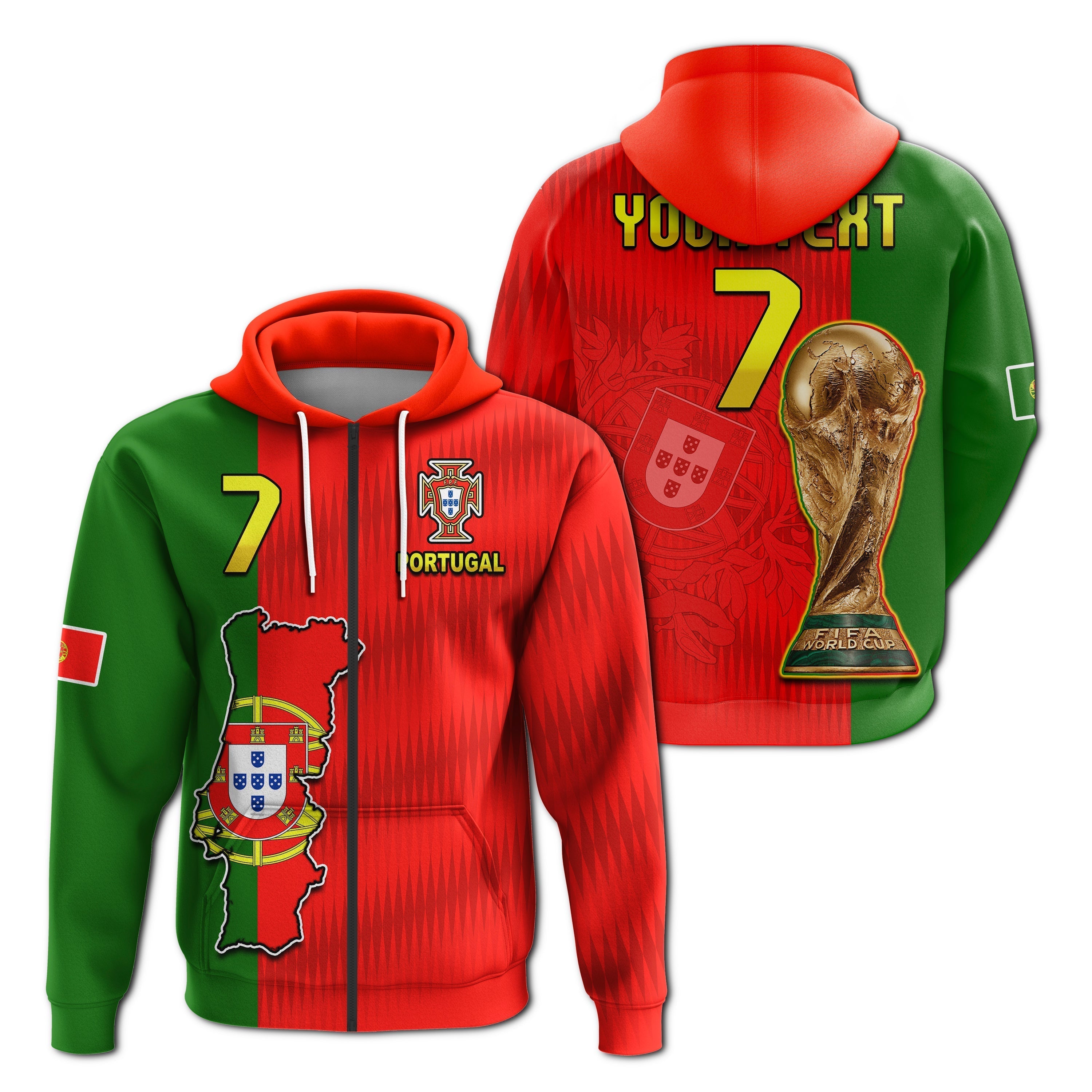 Custom Portugal Football 2022 Hoodie Style Flag Portuguese Champions LT13