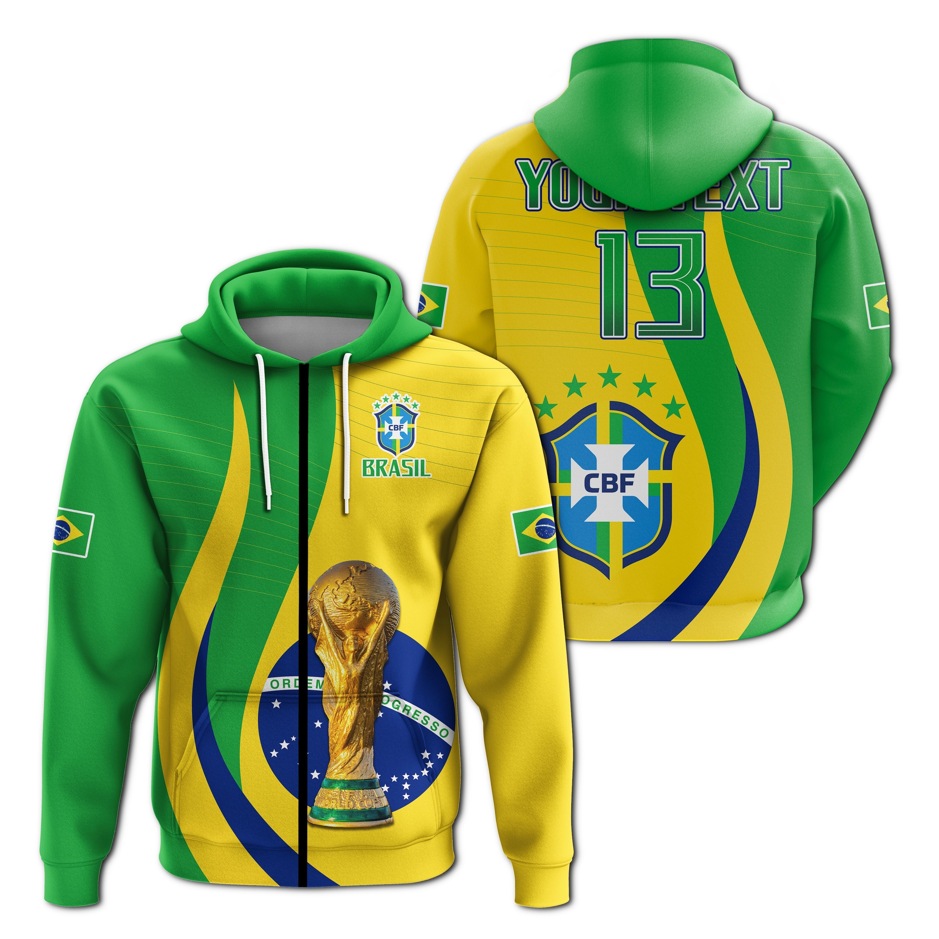 Custom Brazil Football Champions Hoodie Selecao Style Vibe LT13