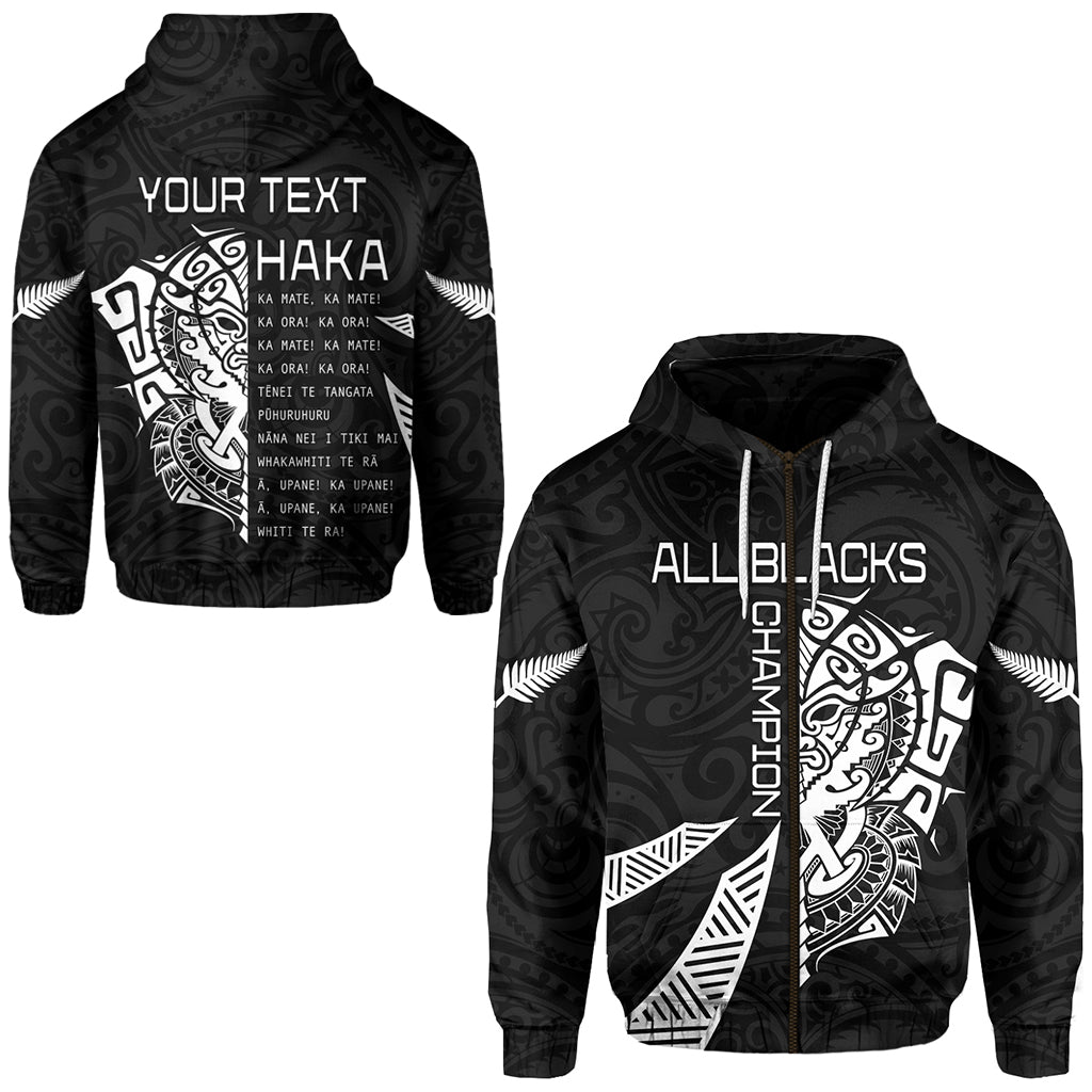 Custom Personalised New Zealand Rugby Zip Hoodie Haka All Black mix Ta Moko LT13