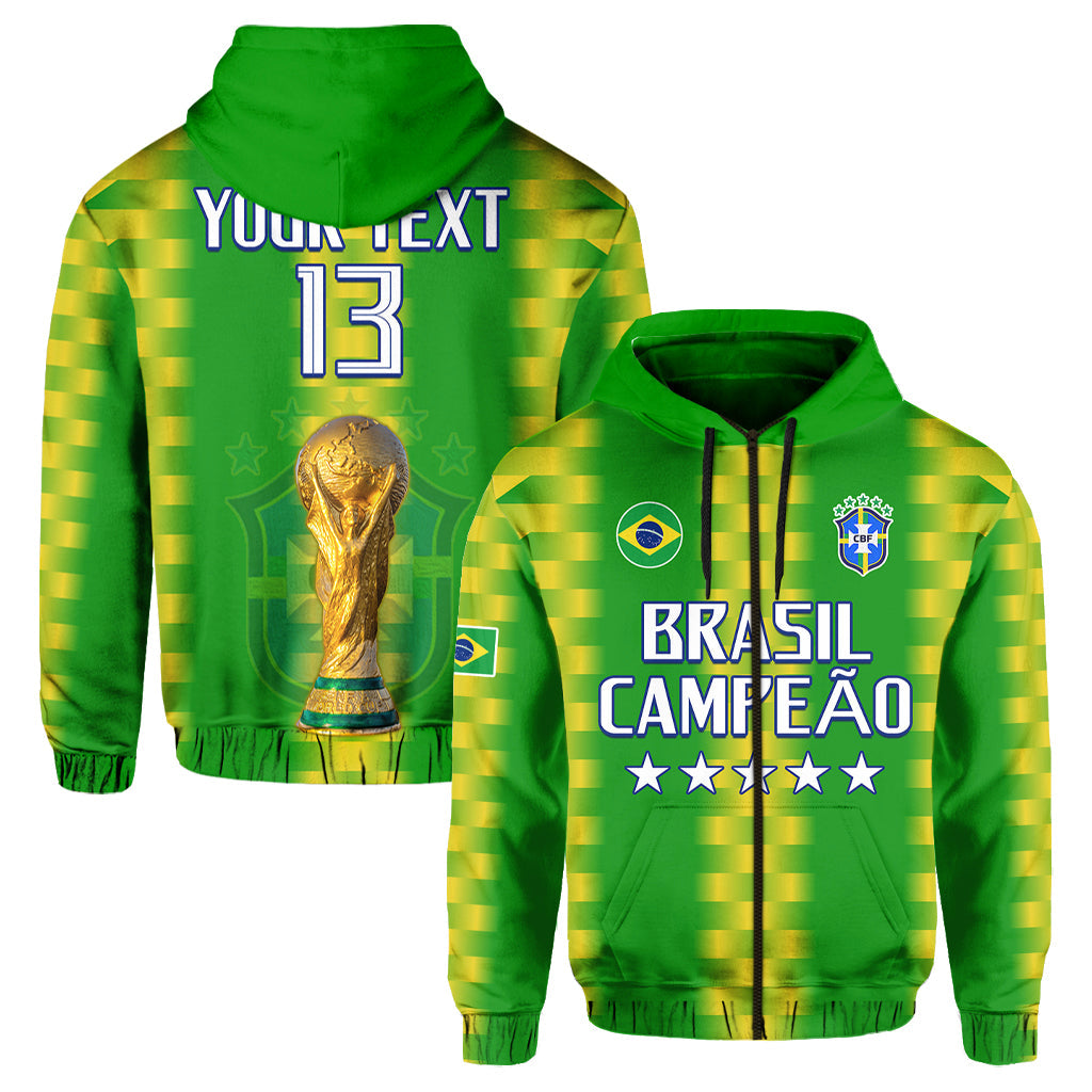 Custom Brazil Football Champions Hoodie Proud Selecao LT13
