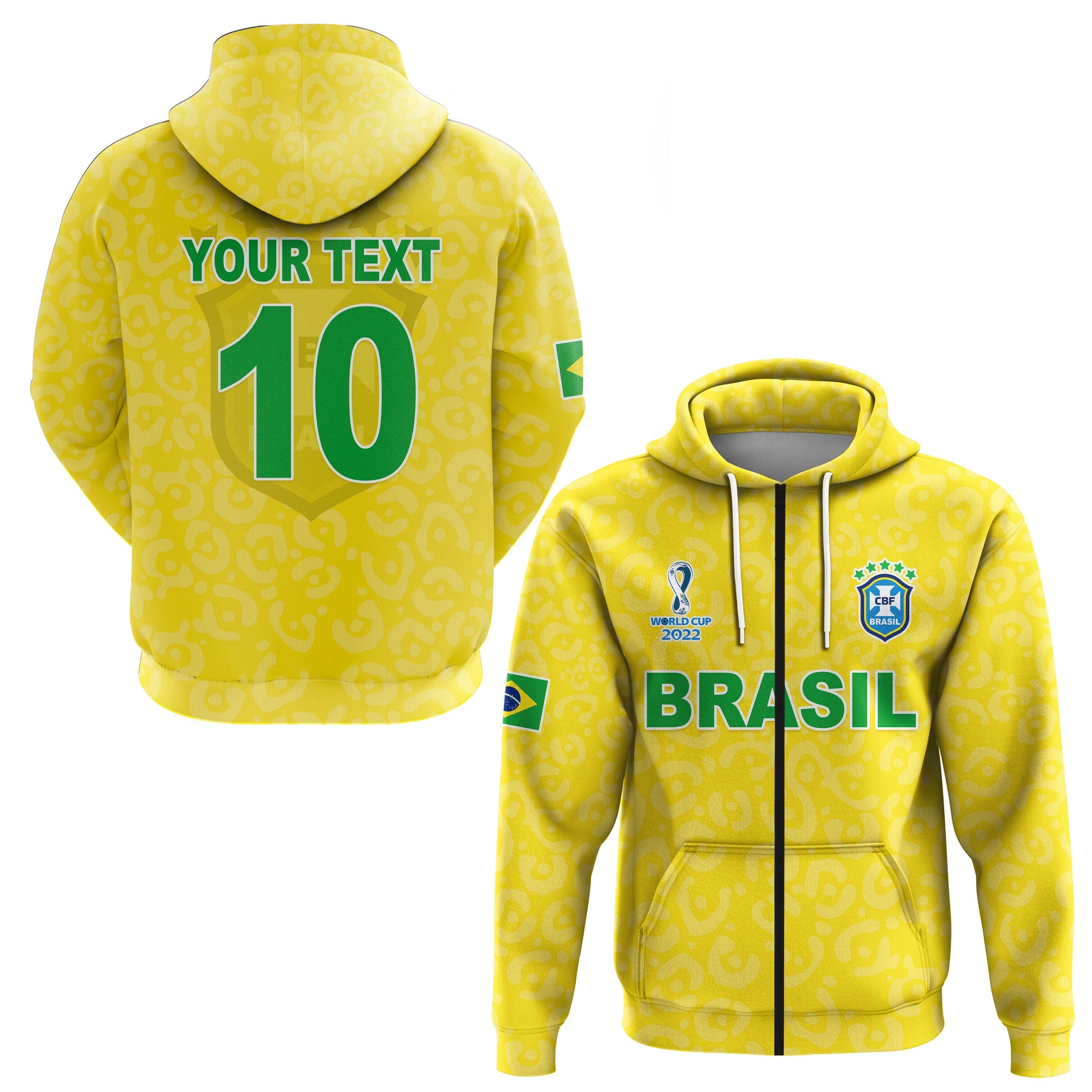 Custom Brazil Football Hoodie World Cup Champions Soccer 2022 Selecao Brazil Campeao LT13