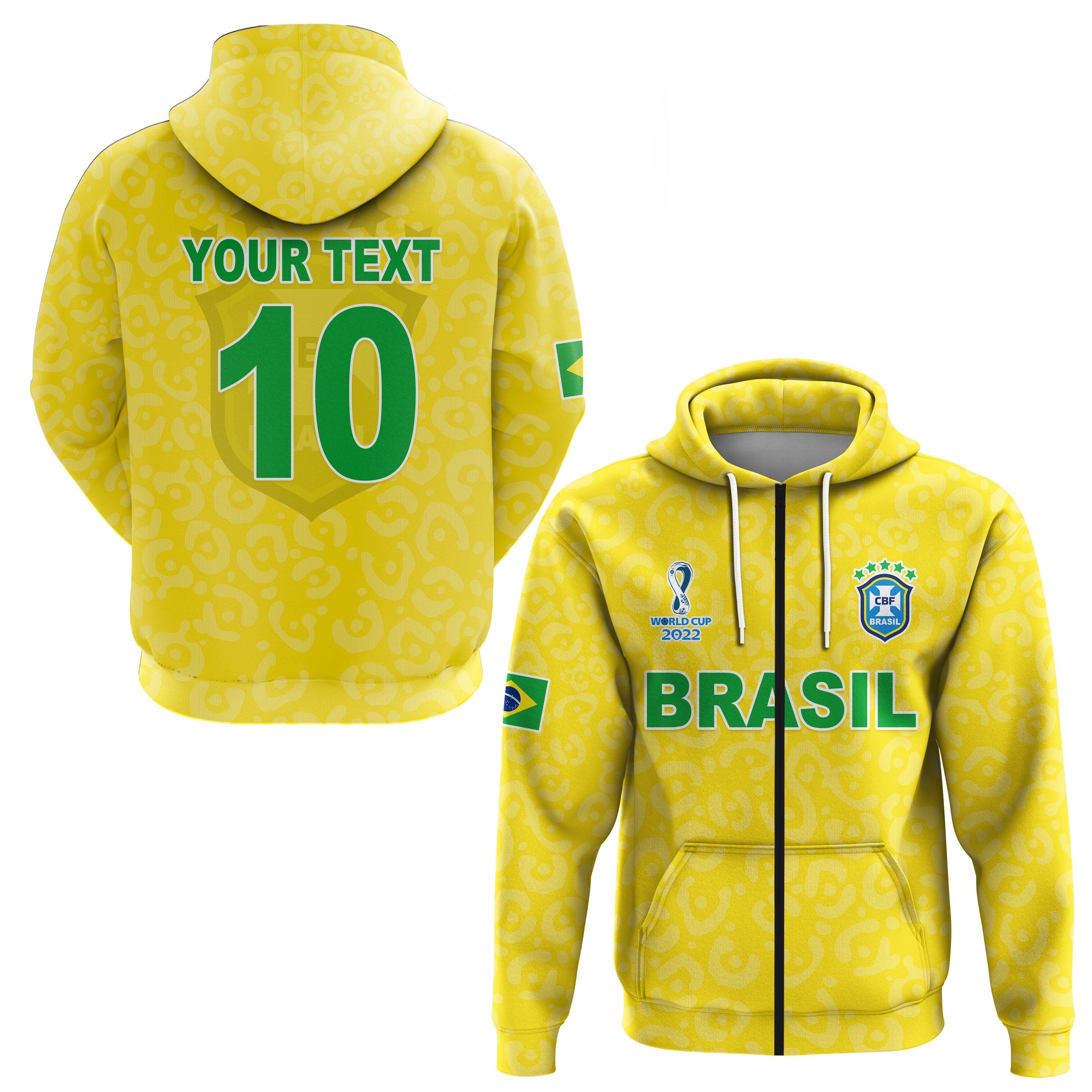 Custom Brazil Football Hoodie World Cup Champions Soccer 2022 Selecao Brazil Campeao LT13