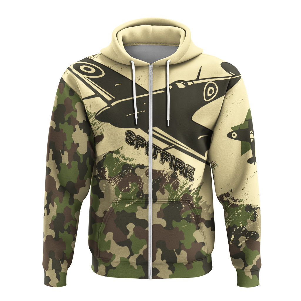 Submarine Spitfire Camouflage Zip Hoodie Reach For The Sky LT7