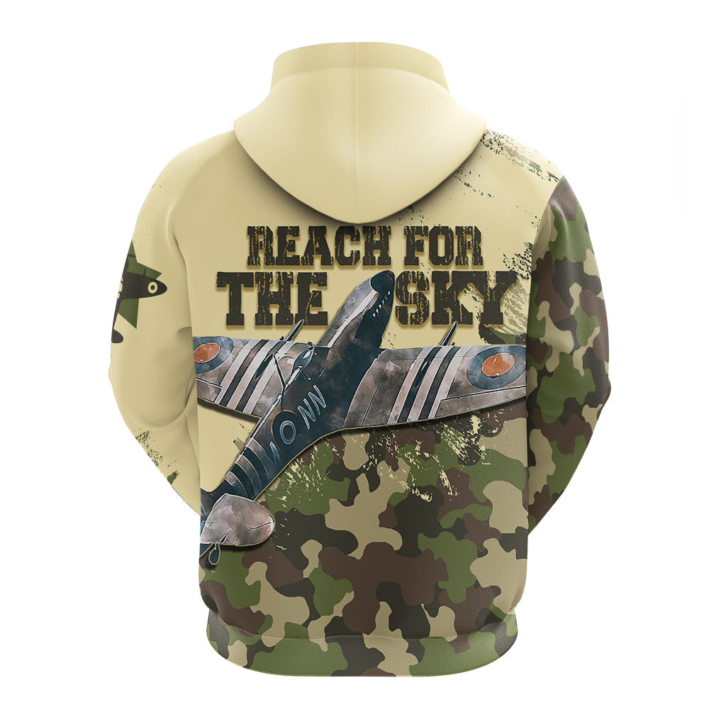 Submarine Spitfire Camouflage Zip Hoodie Reach For The Sky LT7