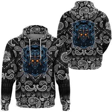Viking Hoodie Zombie With Ornament Background with Bandana Paisley Style RLT12