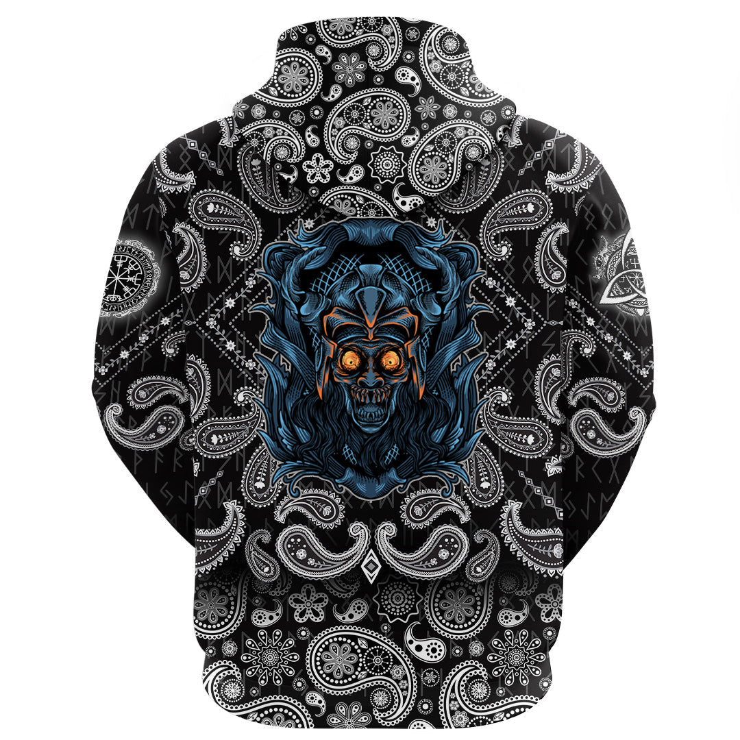 Viking Hoodie Zombie With Ornament Background with Bandana Paisley Style RLT12