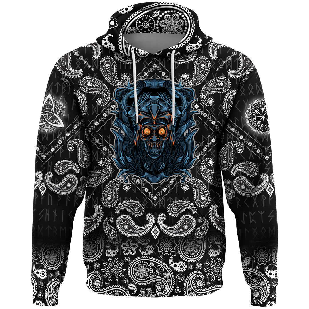 Viking Hoodie Zombie With Ornament Background with Bandana Paisley Style RLT12
