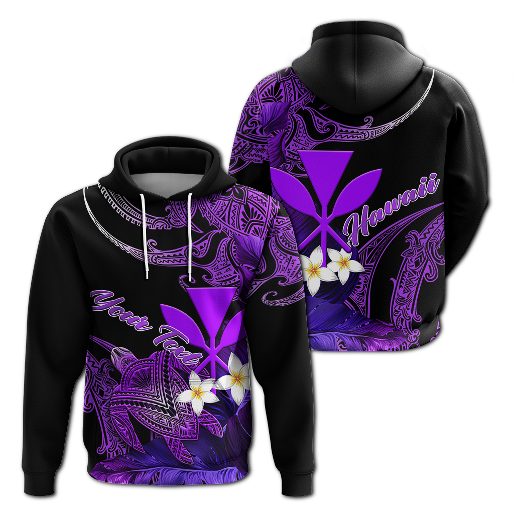 Custom Hawaii Turtle With Plumeria Leaf Purple Hoodie LT12