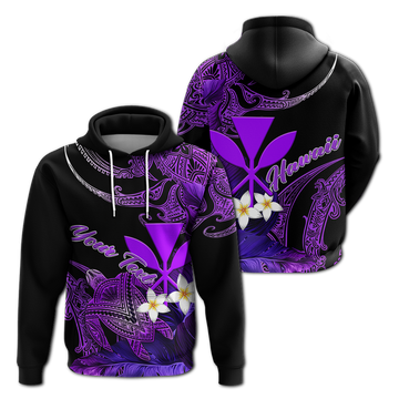 Custom Hawaii Turtle With Plumeria Leaf Purple Hoodie LT12