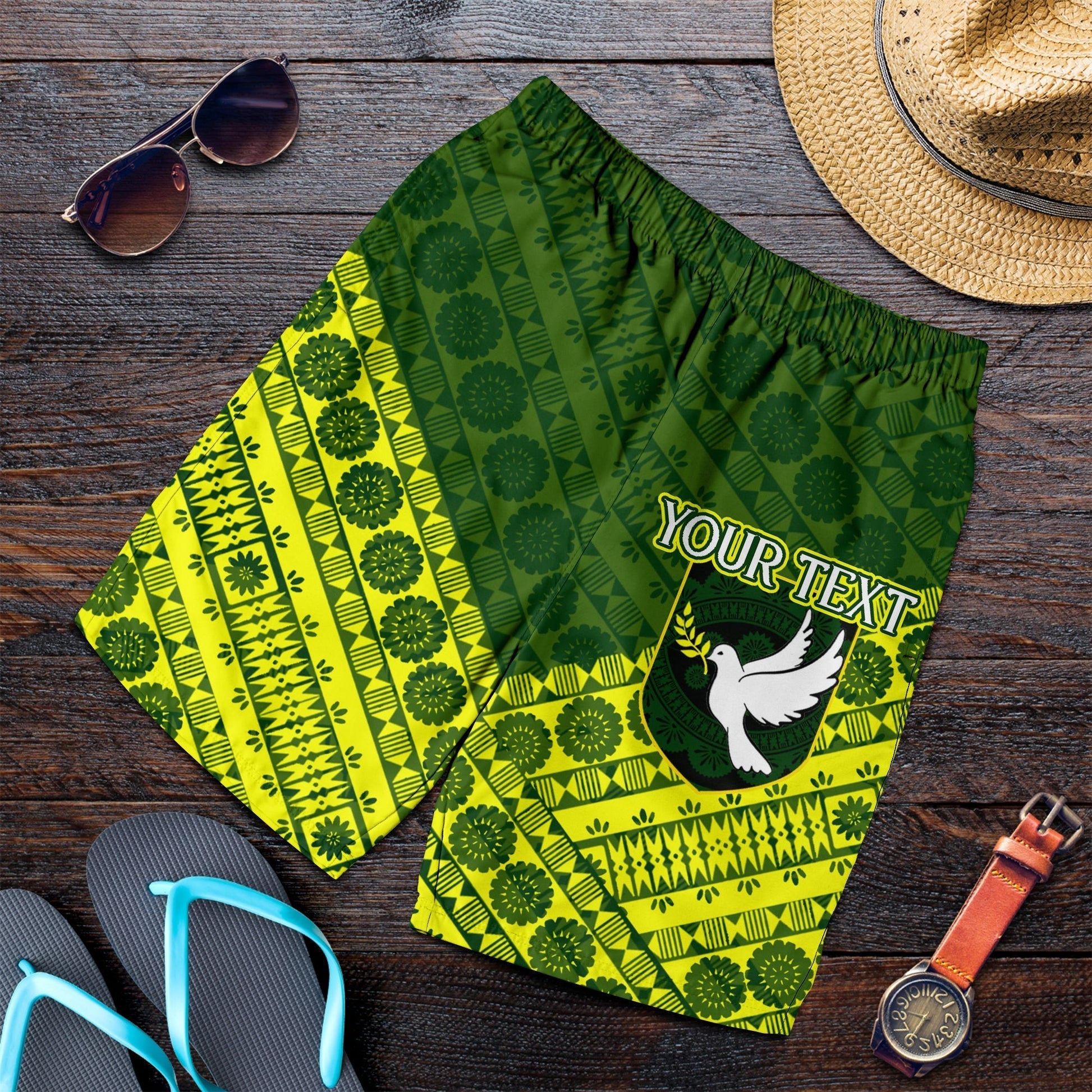 (Custom Personalised) Tailevu Rugby Union Fiji Men's Short - Tapa Pattern LT12