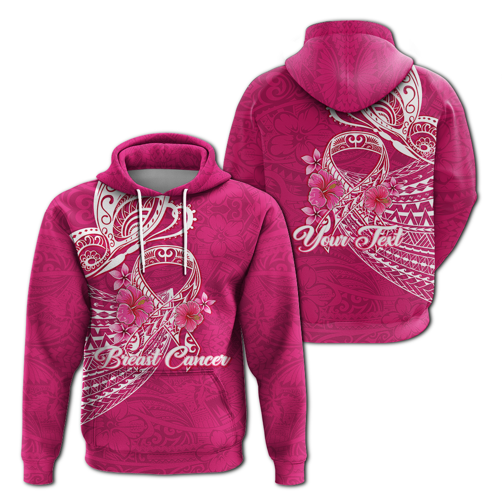 Custom Personalised Breast Cancer Pink Ribbon Butterfly Polynesian Pink Version Hoodie LT12
