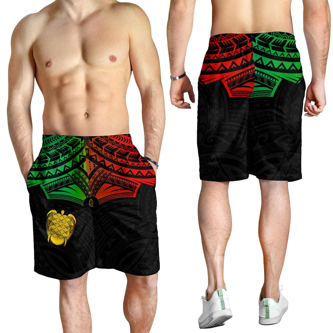 Vanuatu Heart Polynesian Men Shorts Turtle Sand Drawings LT13
