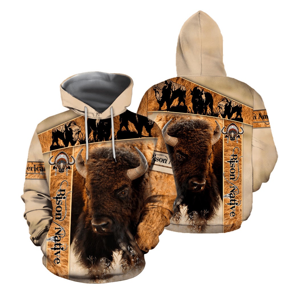 Bison Native American 3D All Over Printed Hoodie Unisex