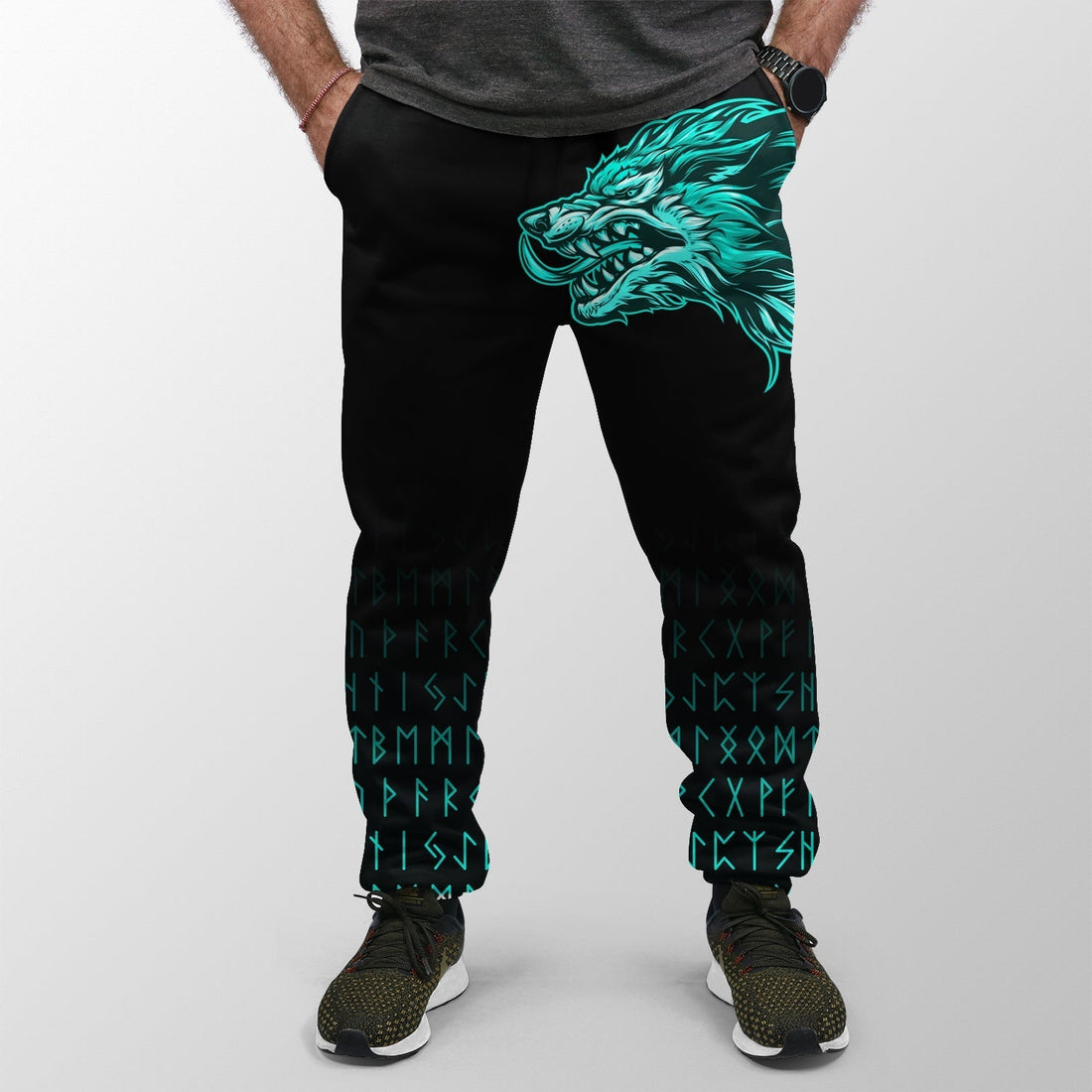 Viking Jogger (Women's/Men's) Fenrir Wolf Cyan Near Shoulder RLT12