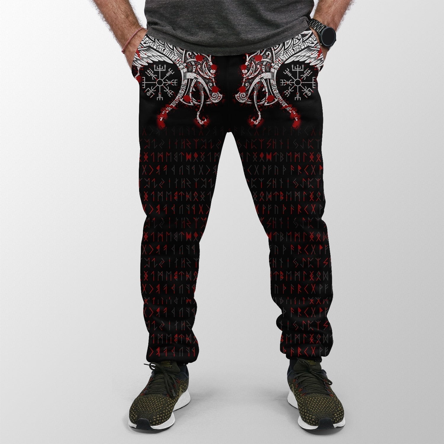 Viking Jogger (Women's/Men's) Double Dragon Tattoo and Vegvisir Blood RLT12