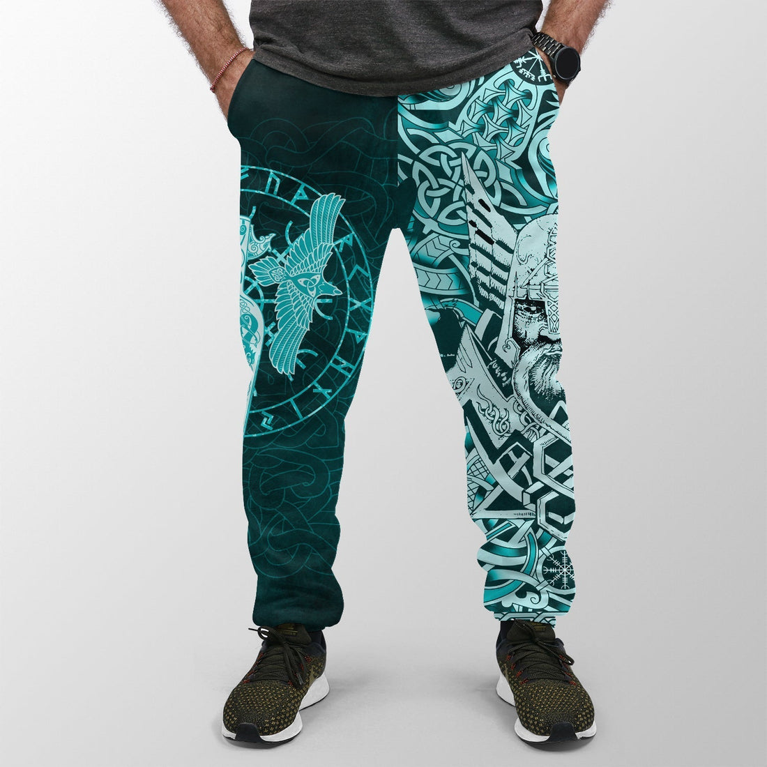 Viking Jogger (Women's/Men's) Cyan Spear Of The God Odin Gungnir and Two Cyan Ravens Style RLT12