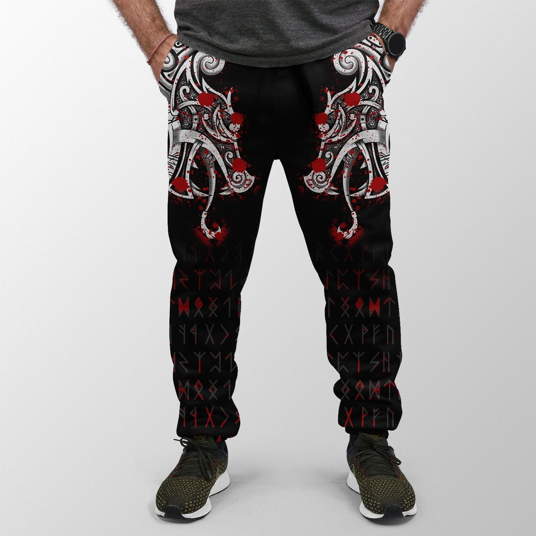 Viking Jogger, Dragon and Vegvisir Blood Tattoo RLT12