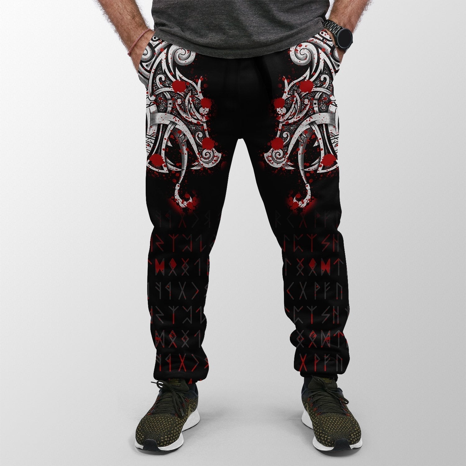 Viking Jogger, Dragon and Vegvisir Blood Tattoo RLT12