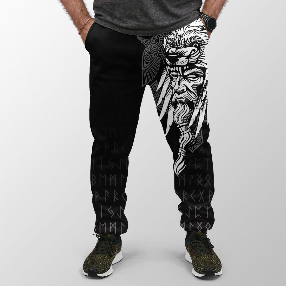 Viking Jogger (Women's/Men's) Odin Raven and Fenrir On Hand RLT12