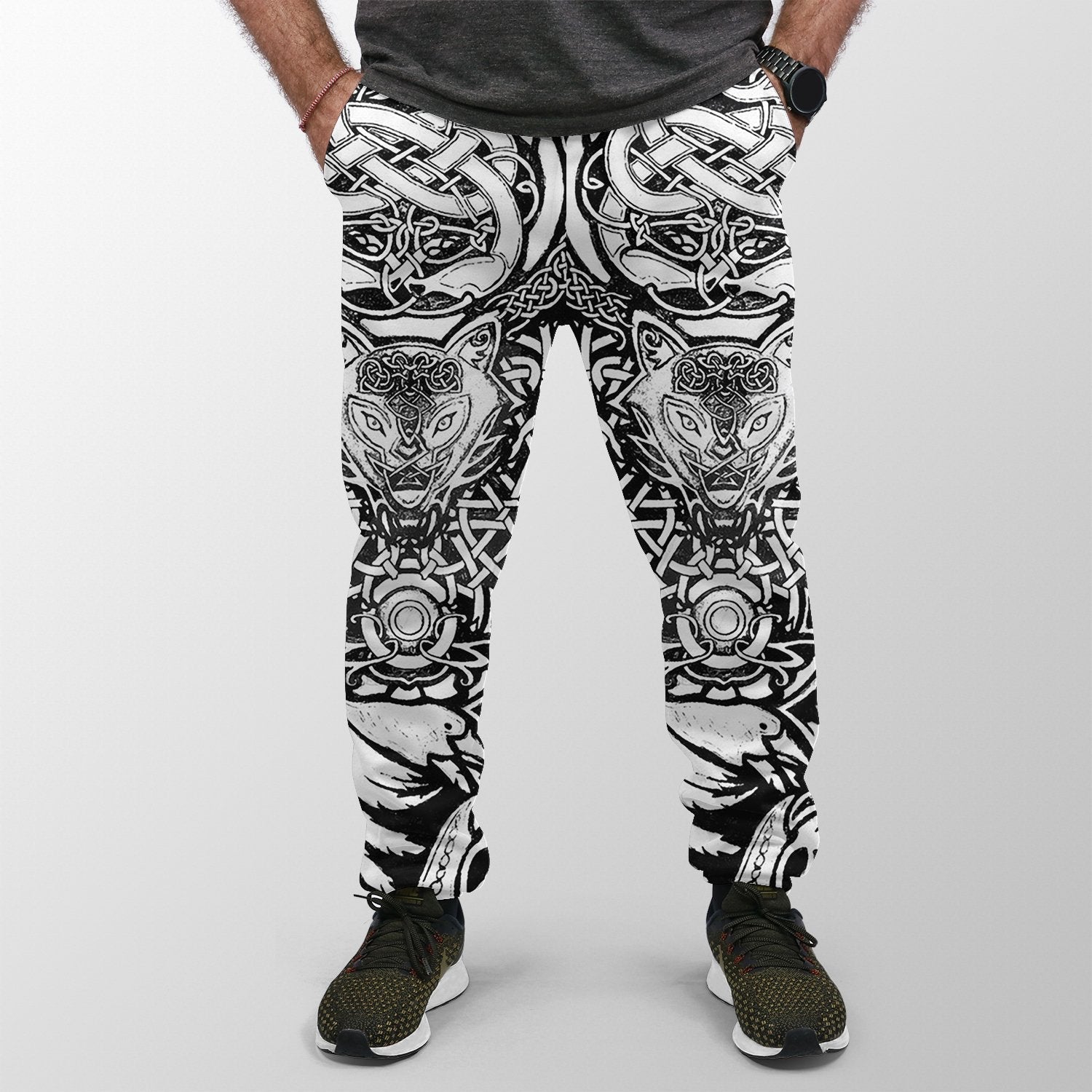 Viking Jogger (Women's/Men's) Wolf and Vikings Tattoo 3D RLT12