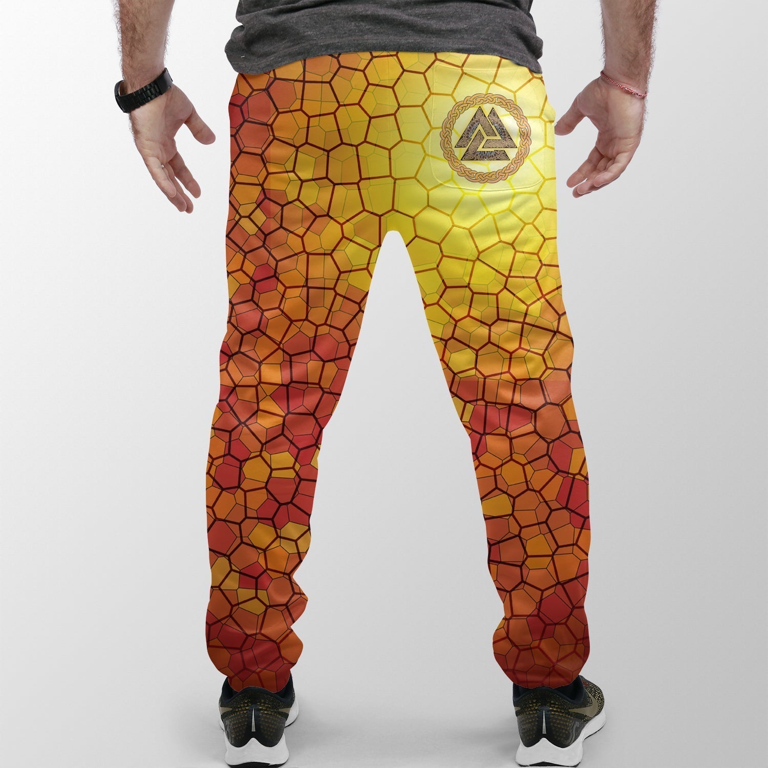 Viking Jogger (Women's/Men's) Raven Of Odin and Drakkar On Fire On Vignette Gold Valknut RLT12