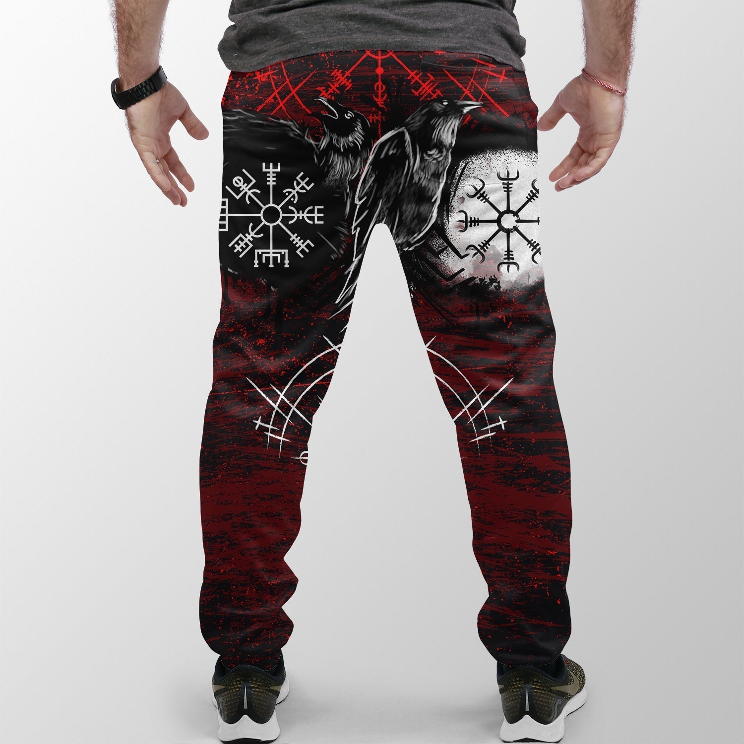 Viking Jogger (Women's/Men's) Raven Of Odin and Symbol Viking On Blood Background RLT12