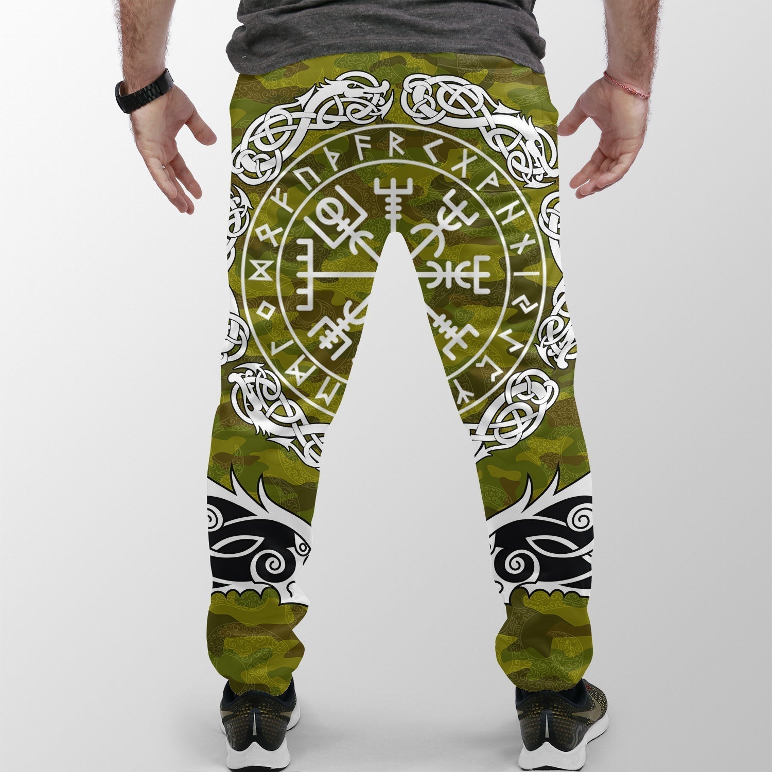 Viking Jogger (Women's/Men's) Raven Of Odin and Symbol Viking On Camo Background RLT12