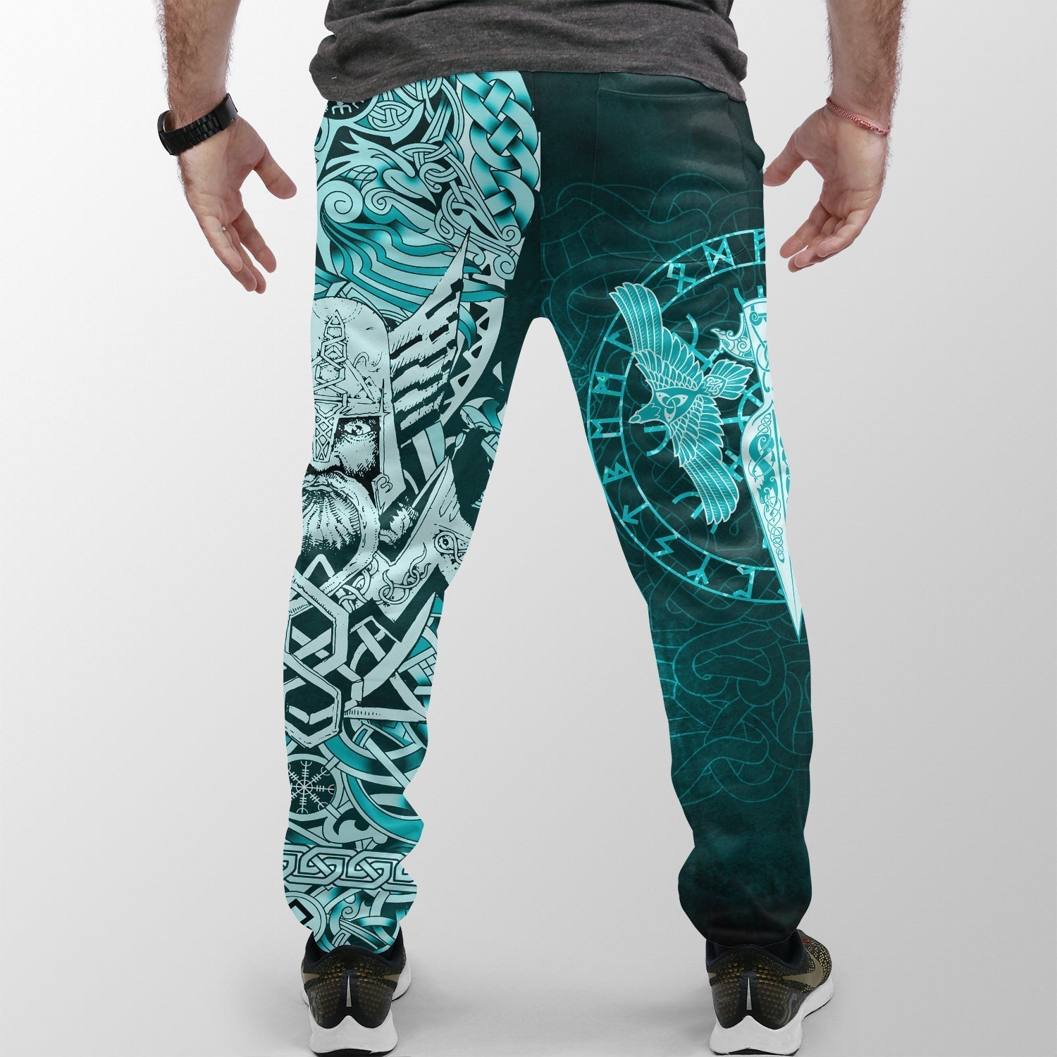 Viking Jogger (Women's/Men's) Cyan Spear Of The God Odin Gungnir and Two Cyan Ravens Style RLT12