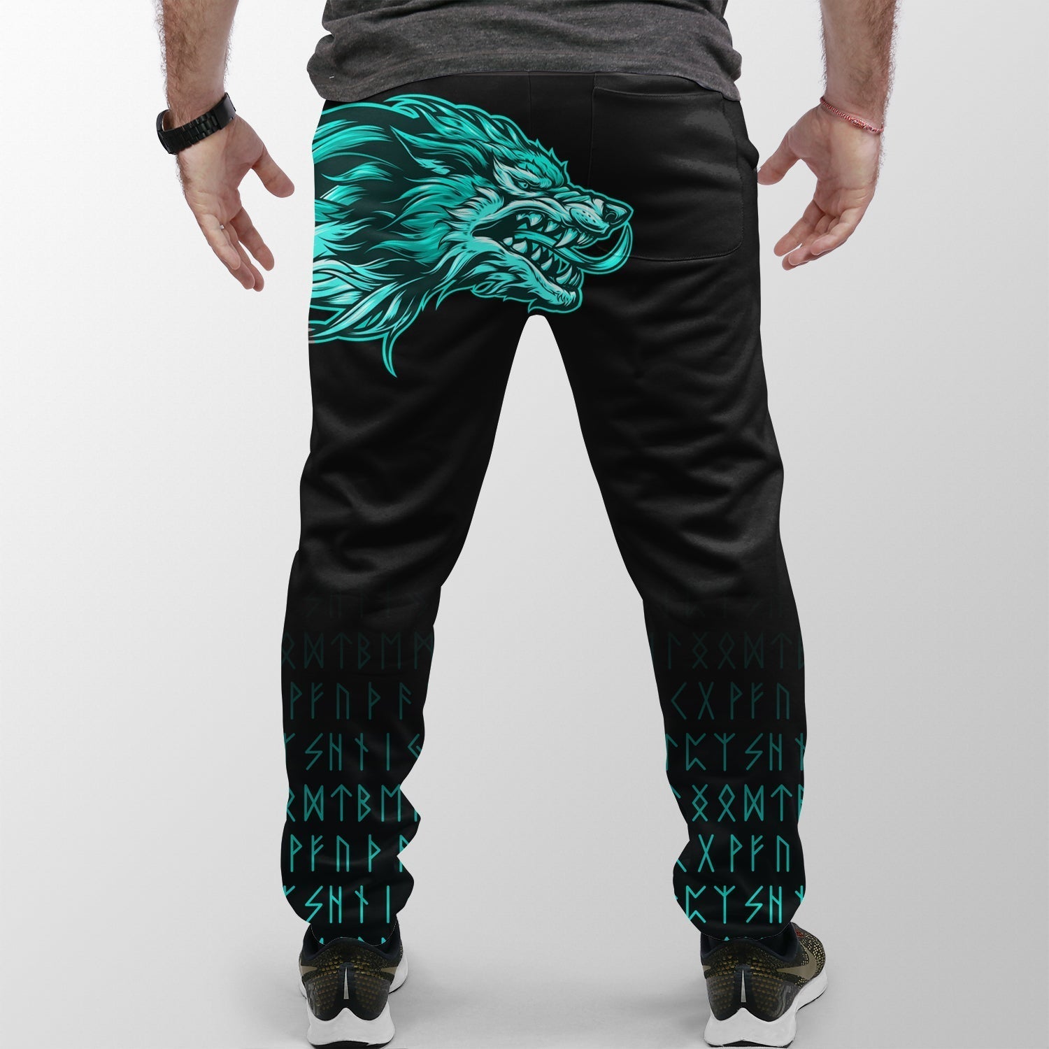 Viking Jogger (Women's/Men's) Fenrir Wolf Cyan Near Shoulder RLT12