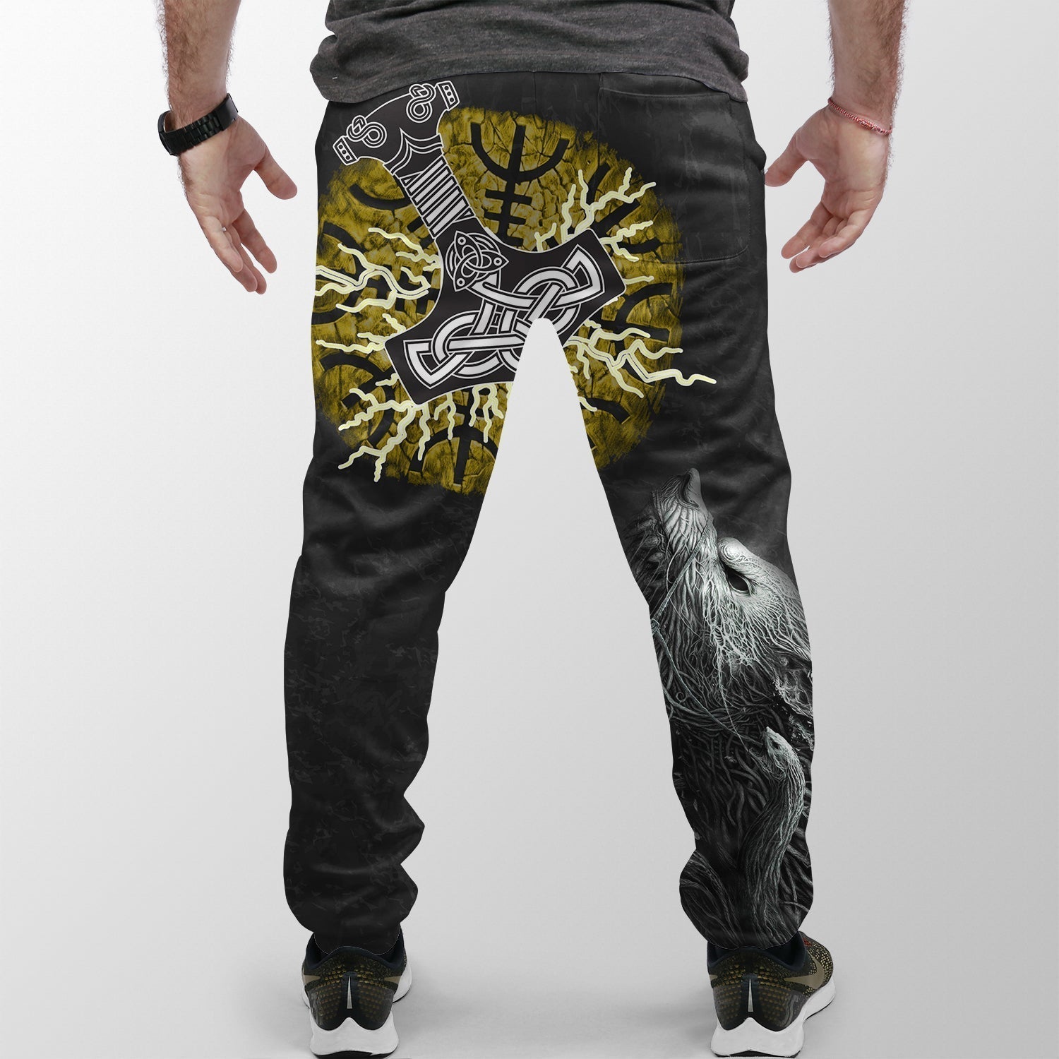Viking Jogger (Women's/Men's) Fenrir Fight Mjolnir Of Thor On Helm Of Awe RLT12