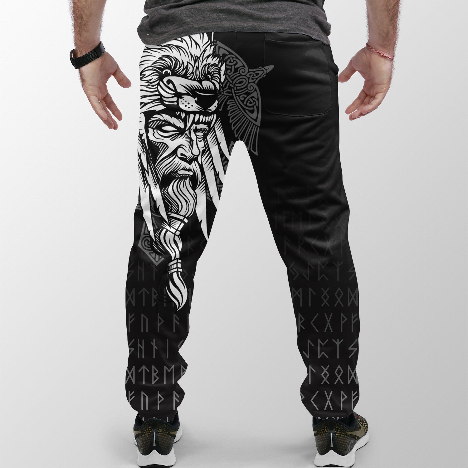 Viking Jogger (Women's/Men's) Odin Raven and Fenrir On Hand RLT12