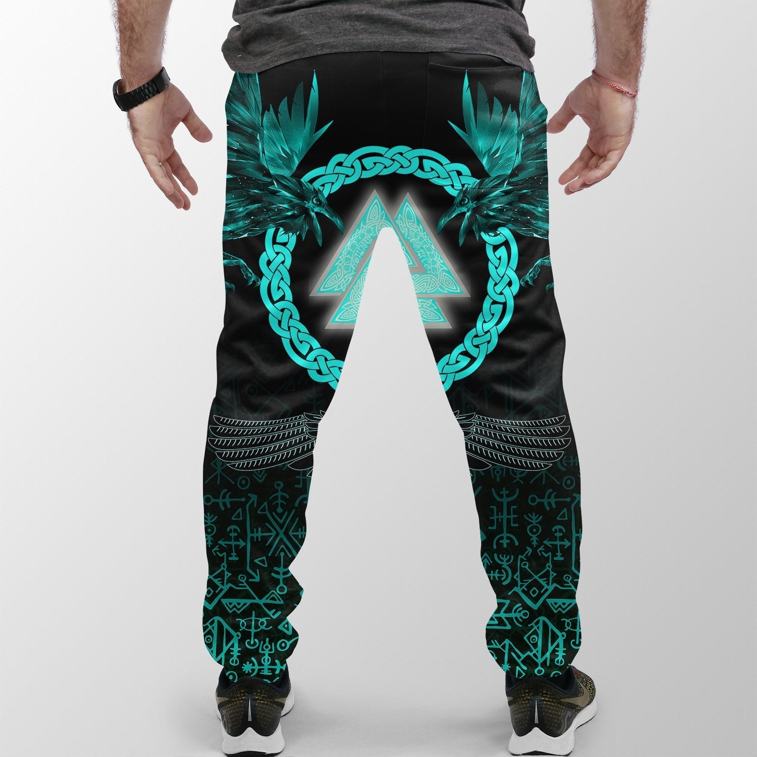 Viking Jogger (Women's/Men's) Three Raven and Valknut Cyan RLT12
