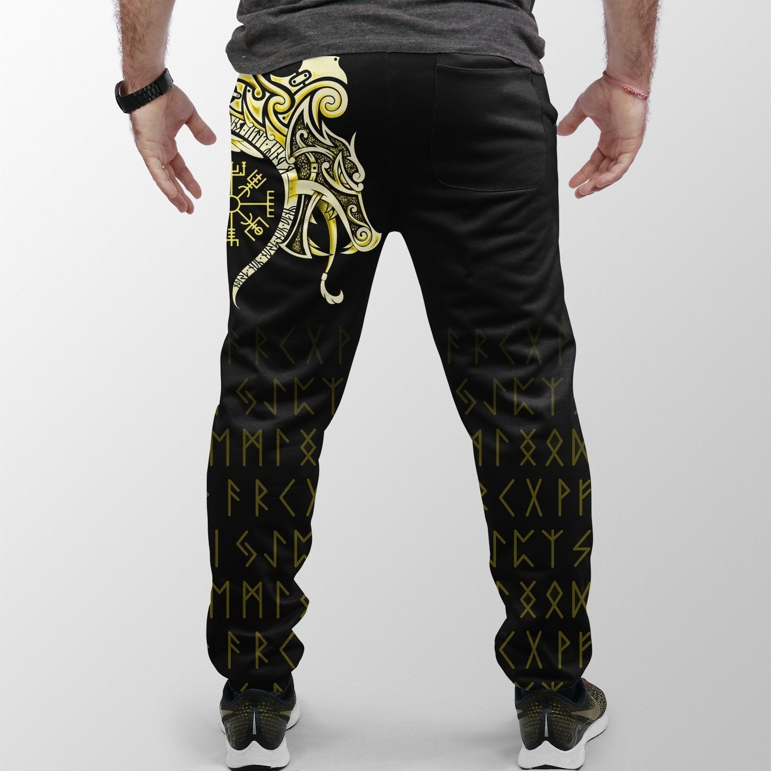 Viking Jogger (Women's/Men's), Fenrir Raven and Vegvisir Tattoo Yellow RLT12