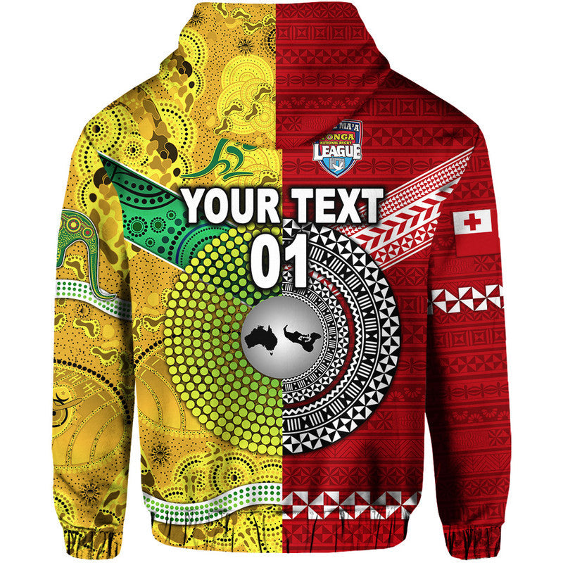 Custom Mate Maa Tonga Ngatu And Australia Wallabies Aboriginal Hoodie Rugby Together LT8