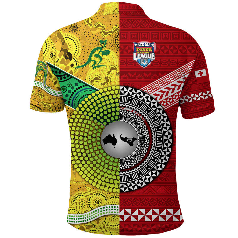 Mate Maa Tonga Ngatu And Australia Wallabies Aboriginal Polo Shirt Rugby Together LT8