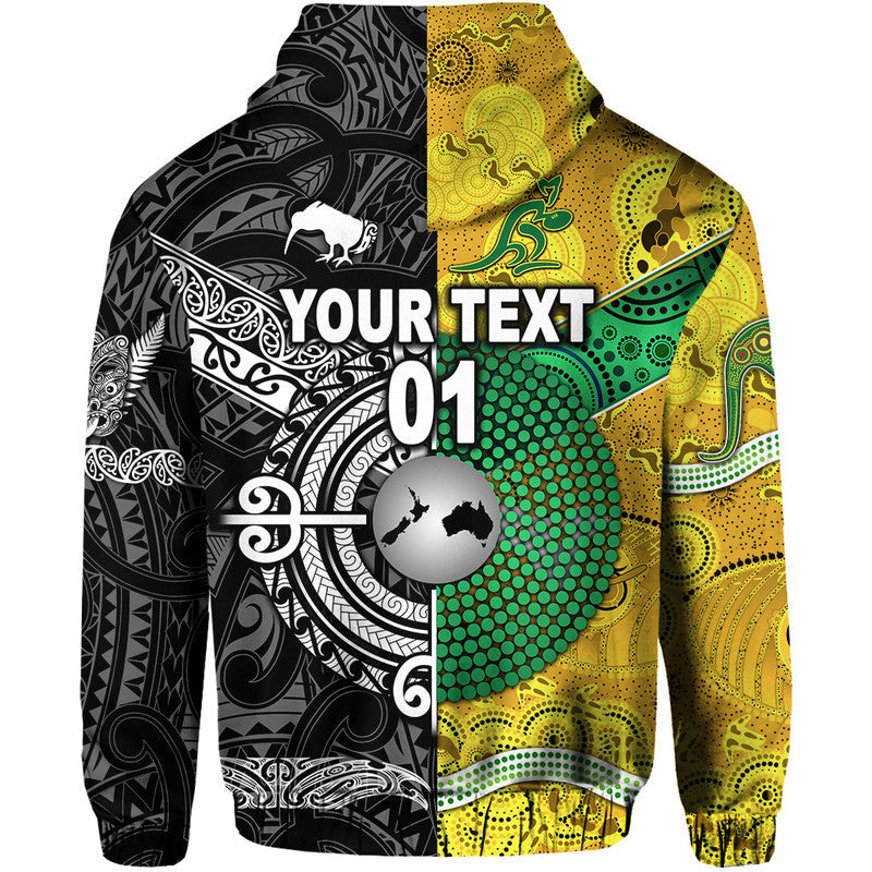 Custom New Zealand Maori All Black And Australia Wallabies Aboriginal Hoodie Rugby Together LT8