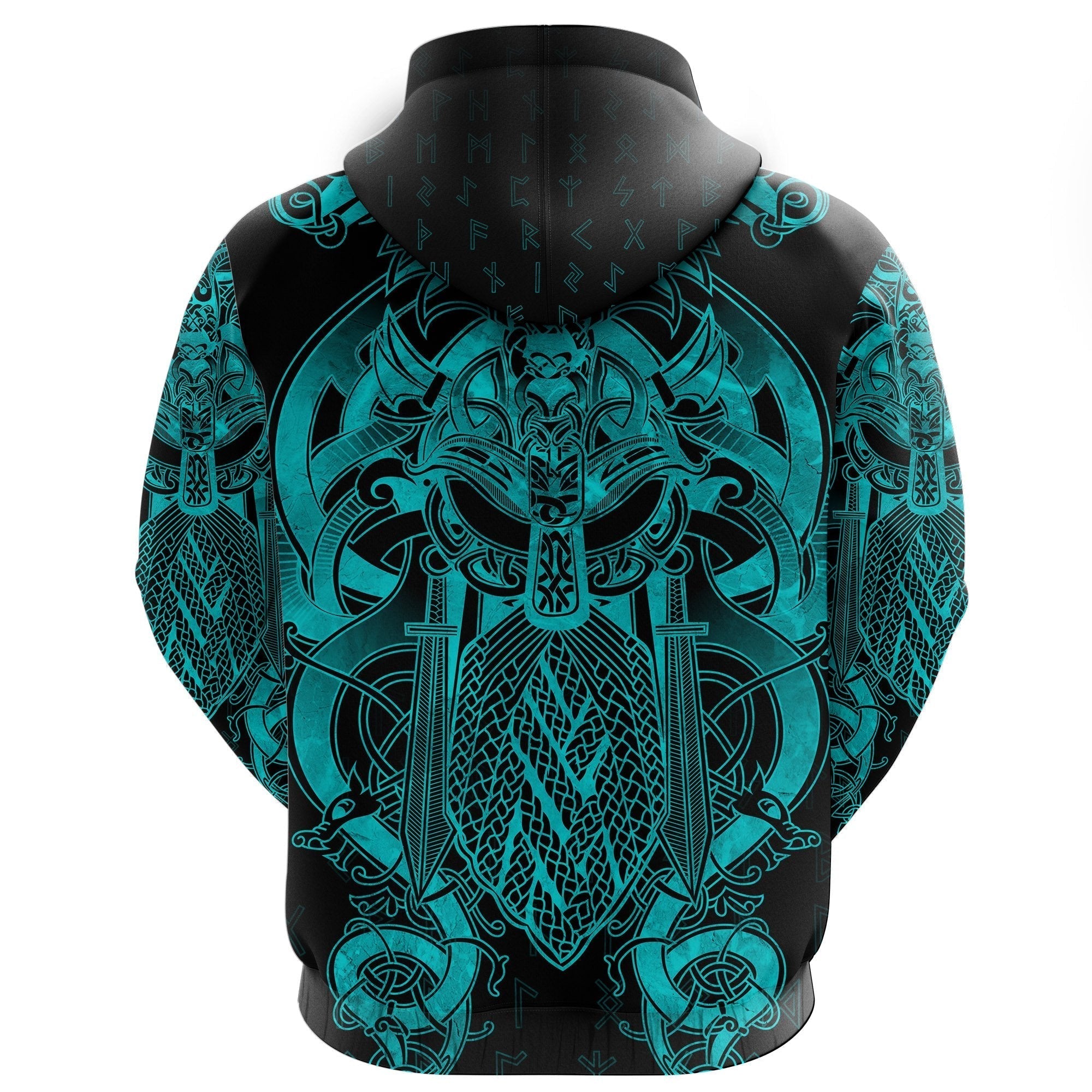 Viking Fenrir and Tyr Tattoo Zip Hoodie Blue Version RLT12