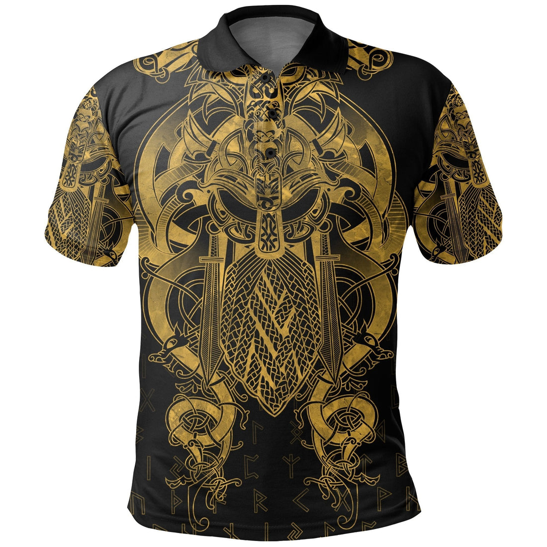 Viking Fenrir and Tyr Tattoo Polo Shirt Gold Version RLT12