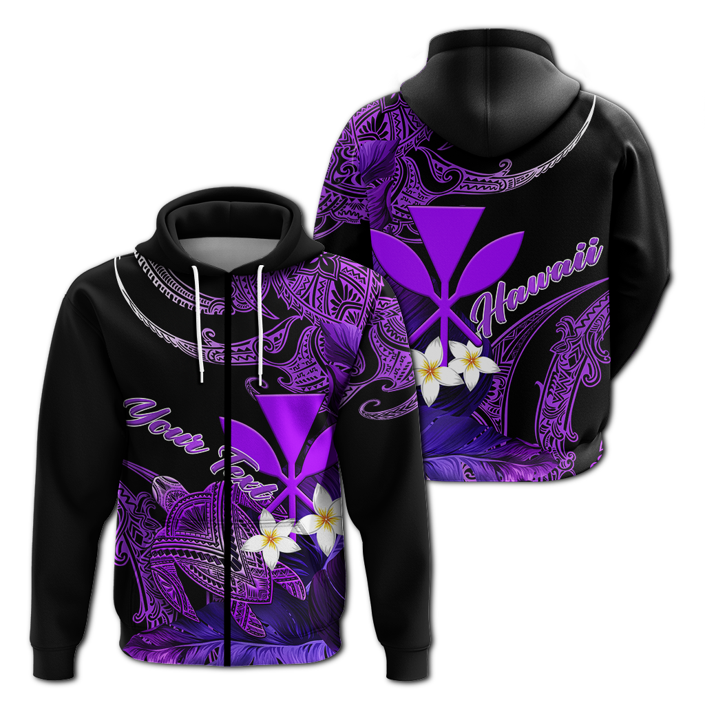 Custom Hawaii Turtle With Plumeria Leaf Purple Hoodie LT12