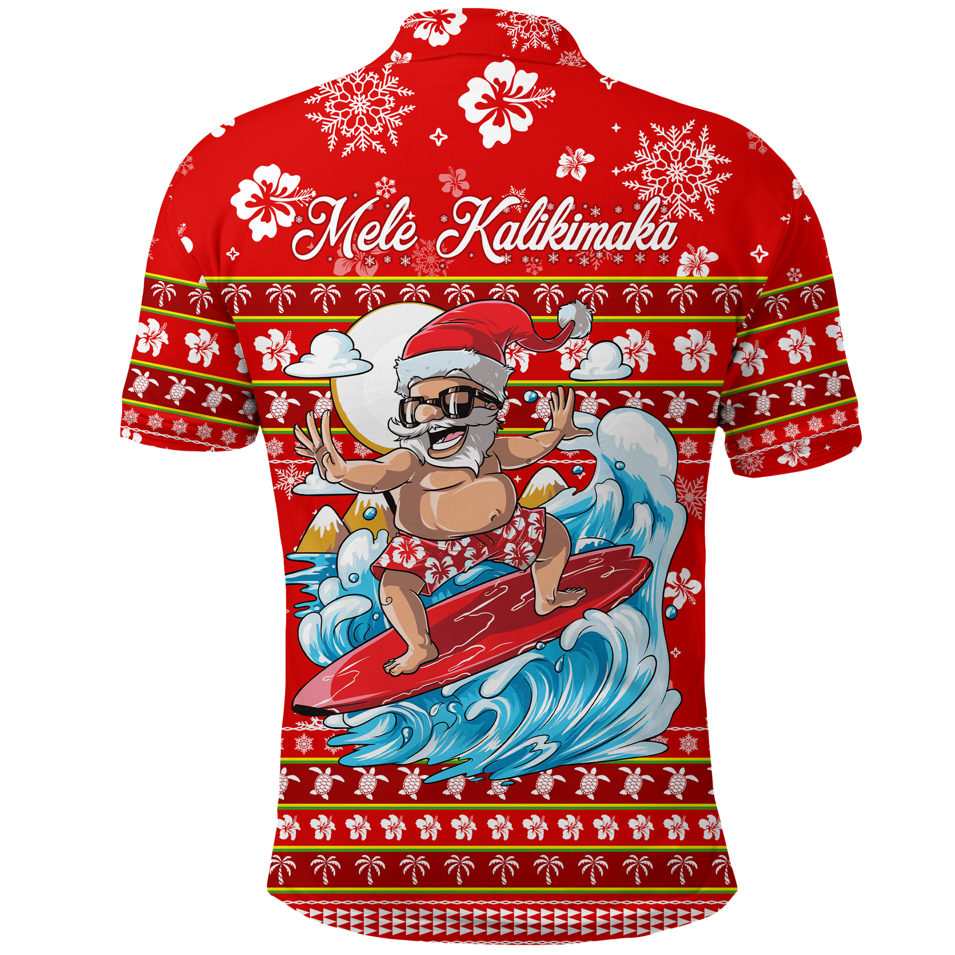 Christmas Hawaii Santas Surf Mele Kalikimaka Polo Shirt LT2
