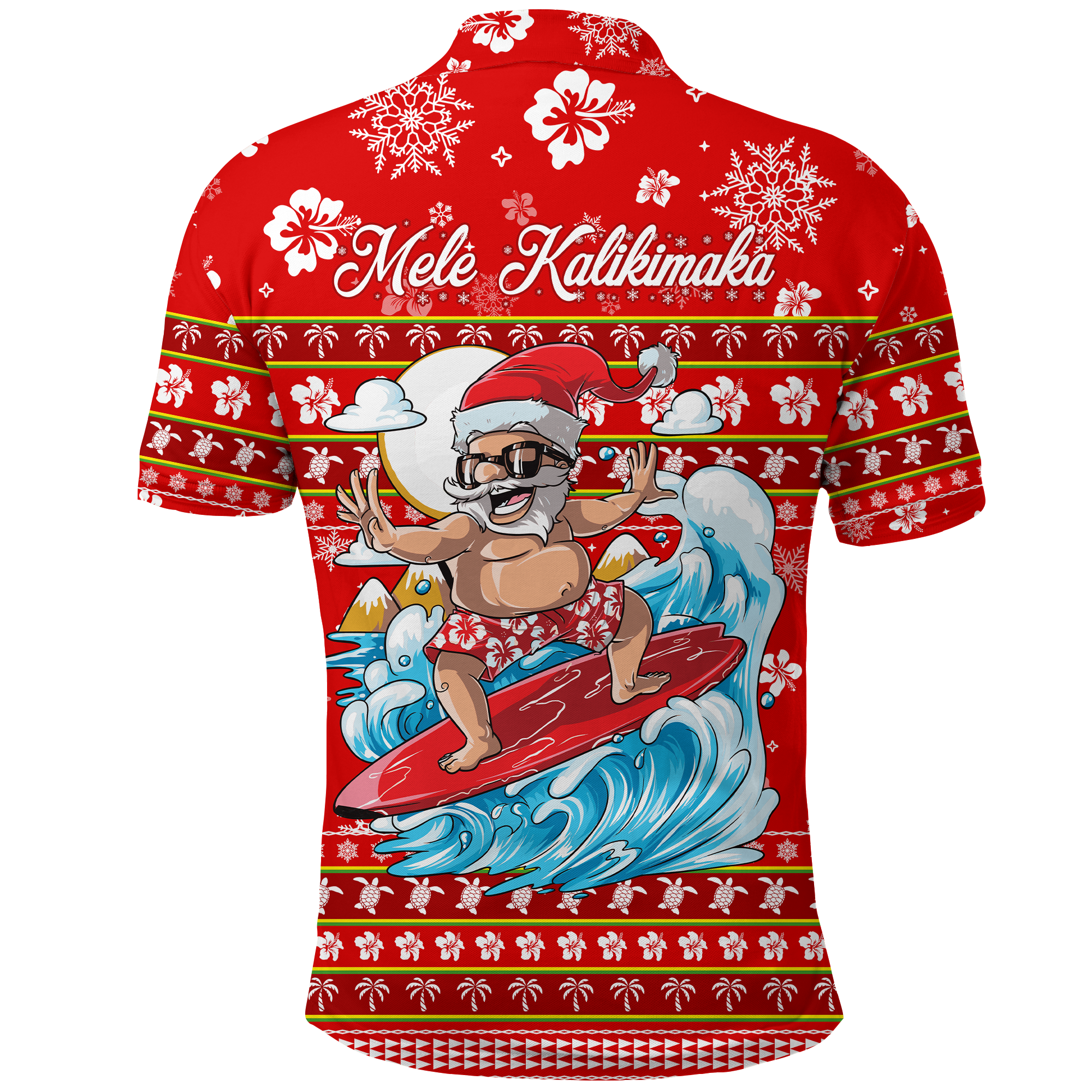 Christmas Hawaii Santas Surf Mele Kalikimaka Polo Shirt LT2