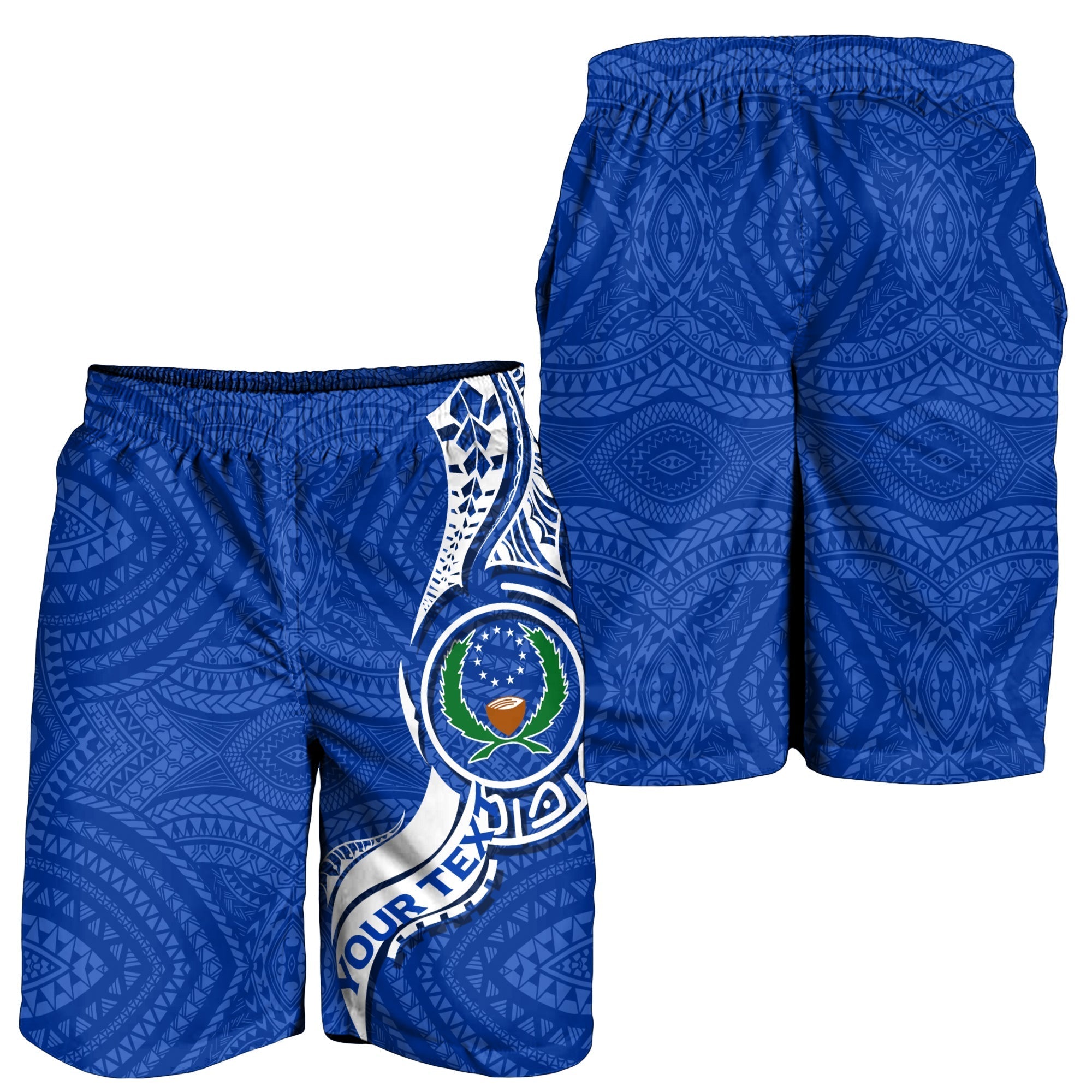 (Custom Personalised) Pohnpei Men Short - Micronesia Pride Blue LT12