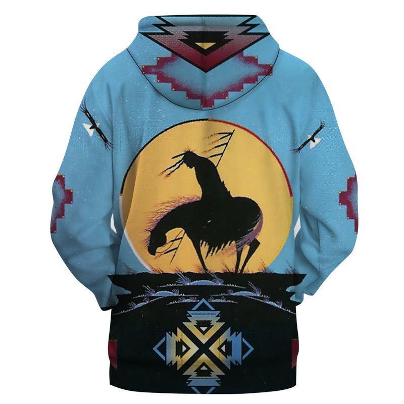 Trail Of Tear Native American Design 3D Blue Pullover Hoodie LT10