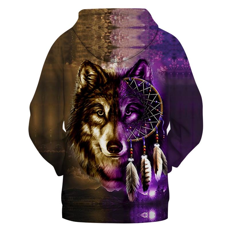 Purple Wolf Dreamcatcher Native American All Over Hoodie LT10
