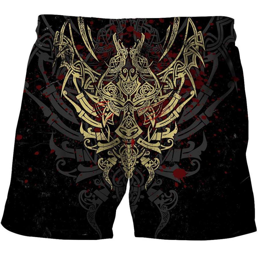 Viking Clothing Geki and Freki Viking Wolf Iii Tattoo Shorts RLT12