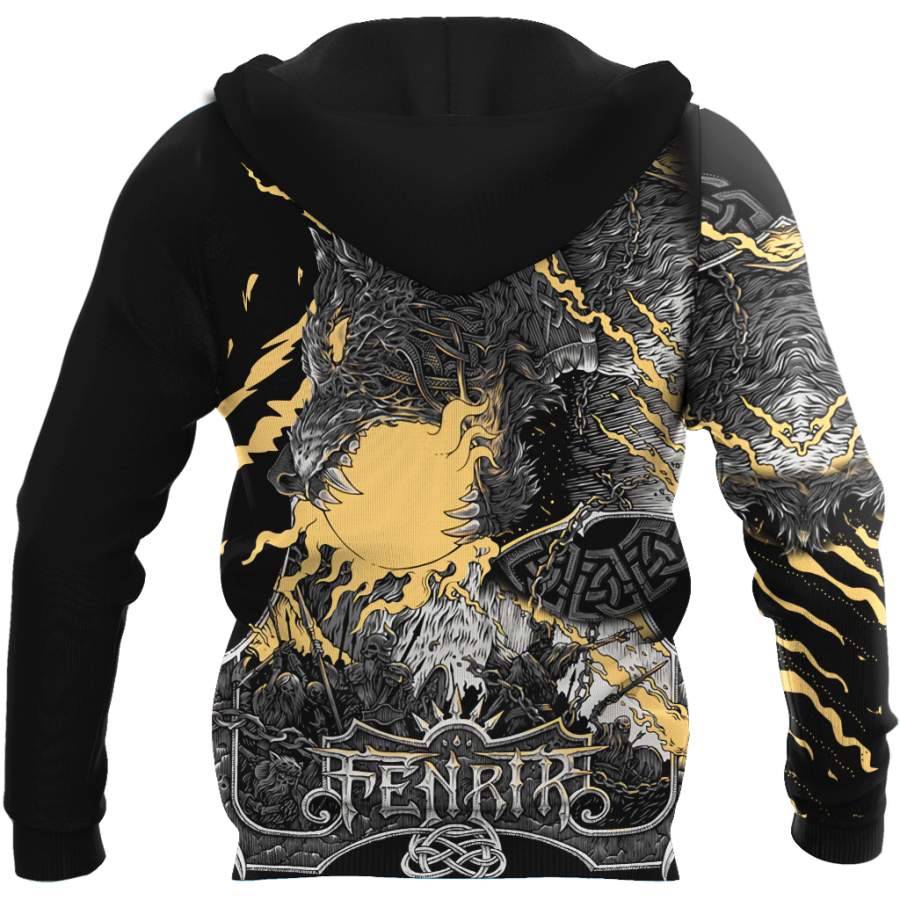 Viking Clothing Fenrir Norse Wolf Hoodie RLT12