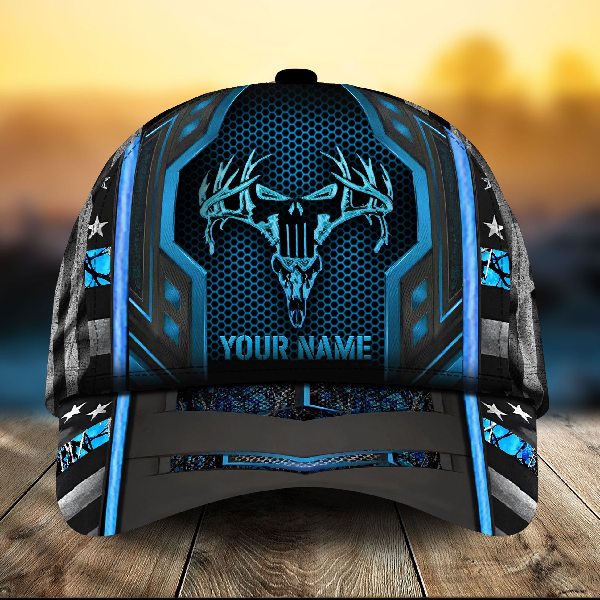 Premium US Flag Skull Hunting Hats 3D Multicolored Personalized